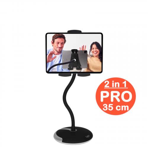 Tablet houder + Telefoonhouder PRO (2 in 1) met voet & 35 cm hals