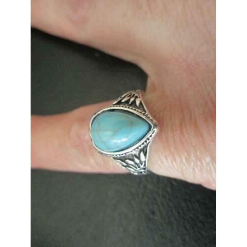 prachtige sterling zilveren ring boho 925 m turquoise steen