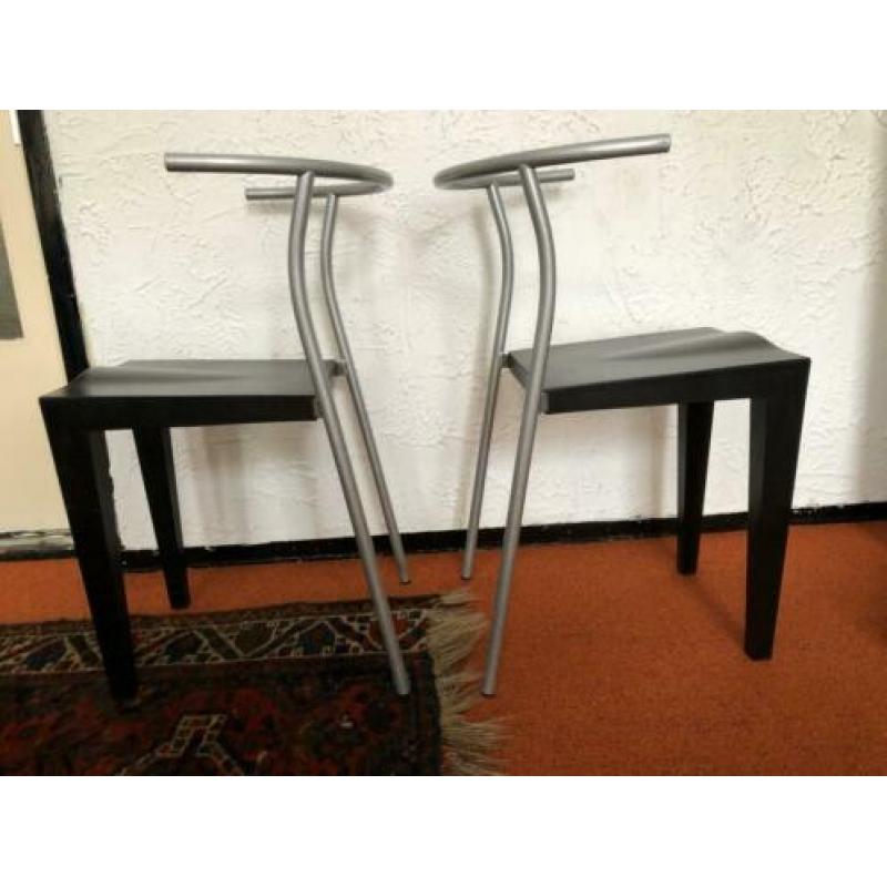 3x Kartel Dr Glob Philippe Starck zwart grijs stoelen