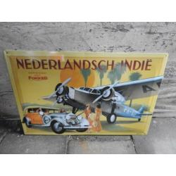 Uniek! Blikken bord Nederlandsch Indië - Fokker