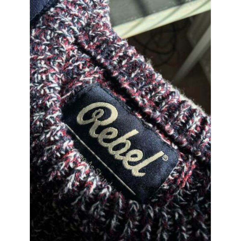 Rebel trui mt 128 Bordeaux blauw wit jongen