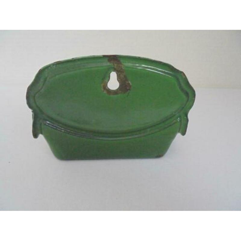 oud groen emaille zeepbakje