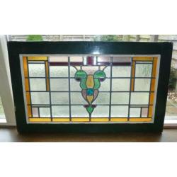 Glas in lood raam, 83 cm 48 cm.