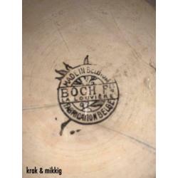 Brocante oude Boch schaal "krak & mikkig"
