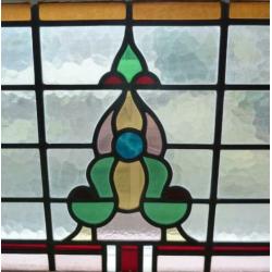 Glas in lood raam, 83 cm 48 cm.