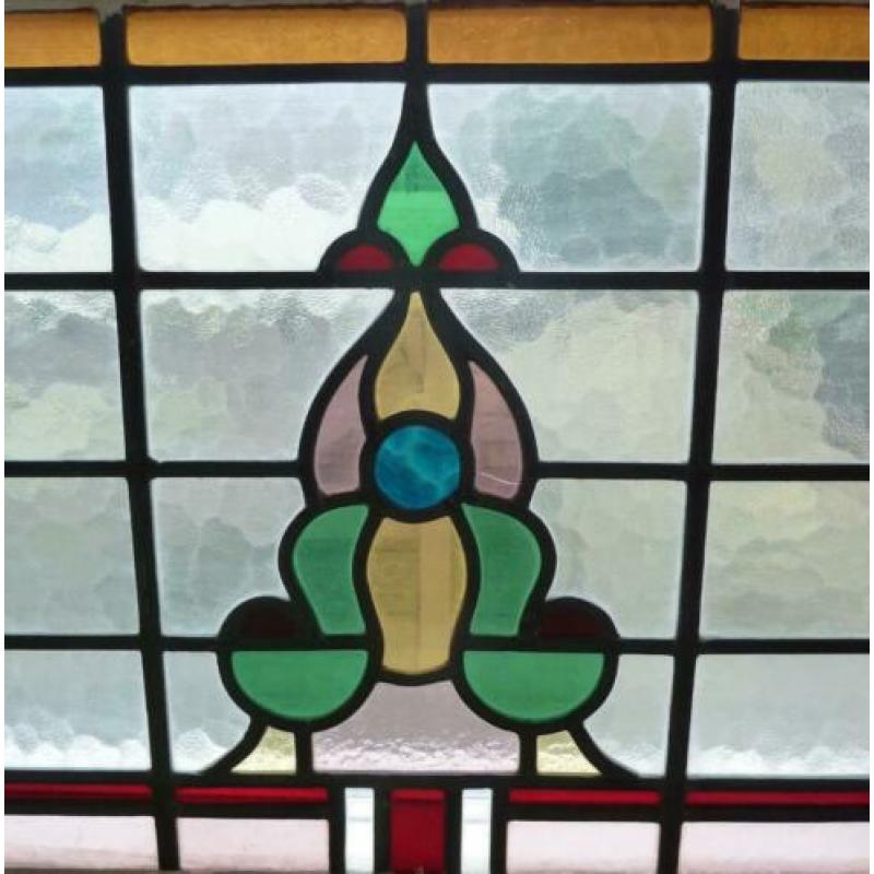 Glas in lood raam, 83 cm 48 cm.