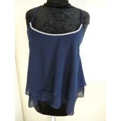36/Leuke voile top met strass steentjes