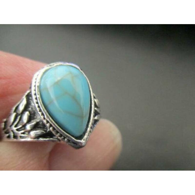 prachtige sterling zilveren ring boho 925 m turquoise steen