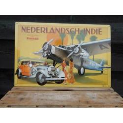Uniek! Blikken bord Nederlandsch Indië - Fokker