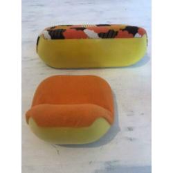 Vintage jaren 70 Mattel poppenhuis meubels bank stoel TV