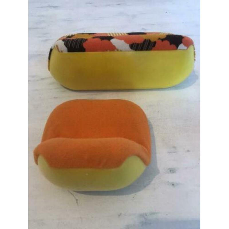 Vintage jaren 70 Mattel poppenhuis meubels bank stoel TV