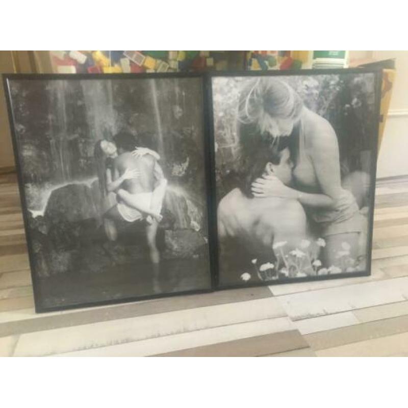 Romance zwart wit poster schilderijen romantiek 5 stuks