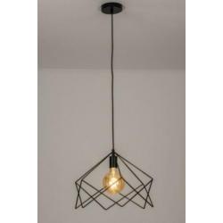 hanglamp 44cm zwart salon tafel eettafel slaapkamer bed lamp