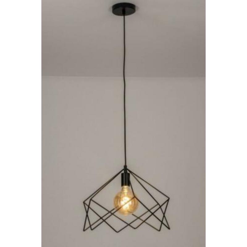 hanglamp 44cm zwart salon tafel eettafel slaapkamer bed lamp
