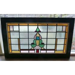 Glas in lood raam, 83 cm 48 cm.