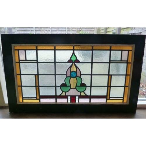 Glas in lood raam, 83 cm 48 cm.