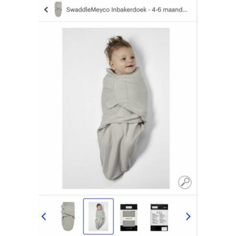SwaddleMeyco inbakerdoek grijs 4-6 maanden