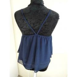 36/Leuke voile top met strass steentjes