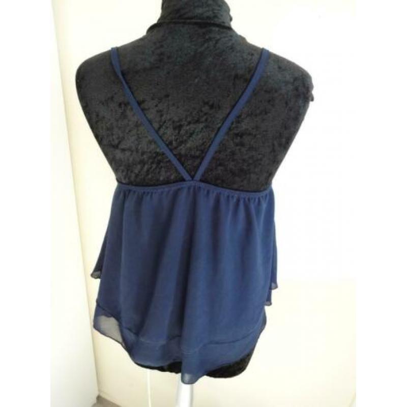 36/Leuke voile top met strass steentjes