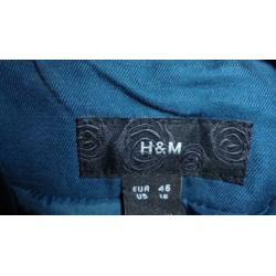 Petrol kleurige jas van H&M mt 46 = 42/44 (zie details)