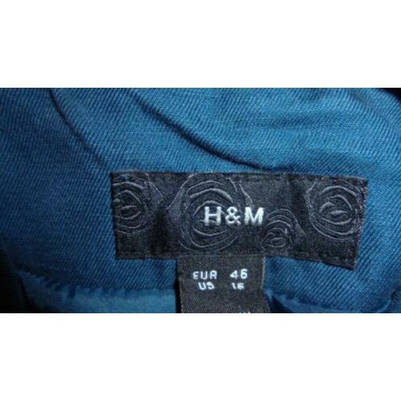 Petrol kleurige jas van H&M mt 46 = 42/44 (zie details)