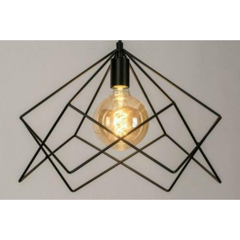 hanglamp 44cm zwart salon tafel eettafel slaapkamer bed lamp