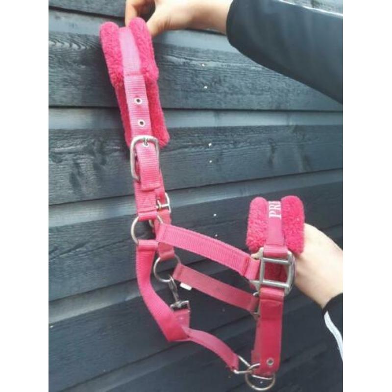 Roze halster met bontje