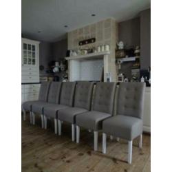 6 Landelijke eetkamerstoelen eettafel eetkamer stoelen taupe