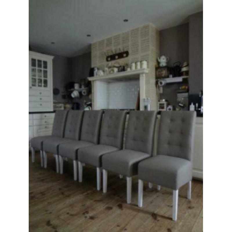 6 Landelijke eetkamerstoelen eettafel eetkamer stoelen taupe