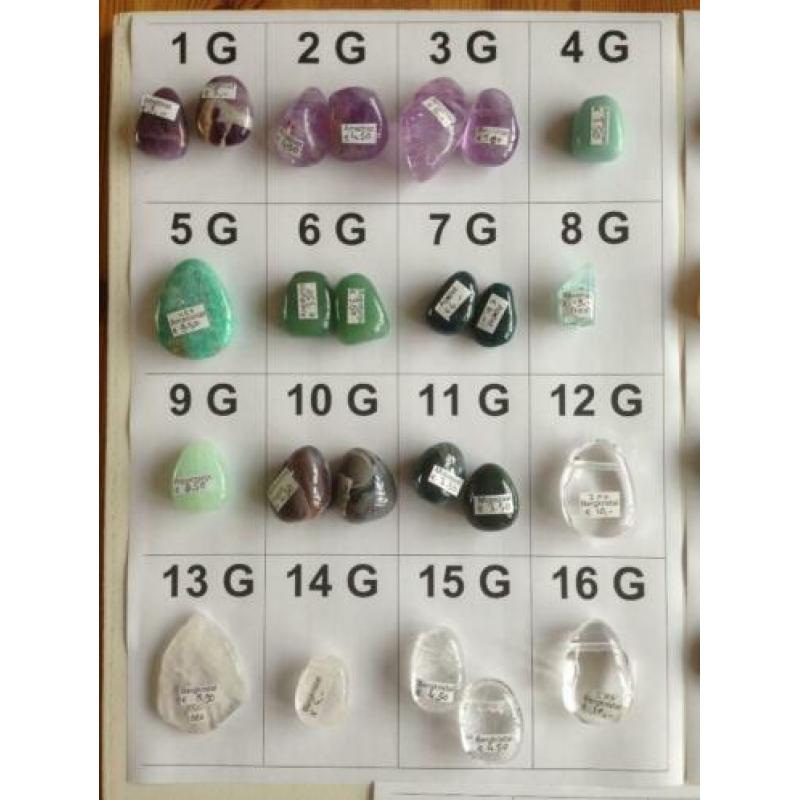 (Set 82G)3x Edelsteenhanger Amethist Bergkristal Rozenkwarts