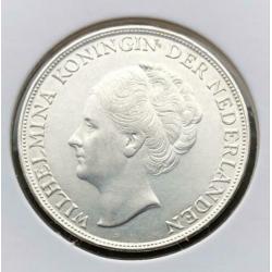 Schaarse zilveren 1 gulden 1944 Wilhelmina in UNC kwaliteit,