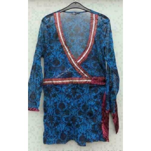 DIDI blauw/aubergine pailletten overslag tuniek mt S
