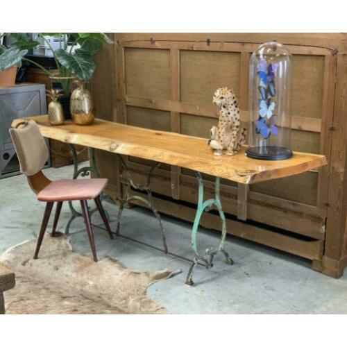 Unieke sidetable, boomstamtafel epoxy, industrieel 228 cm