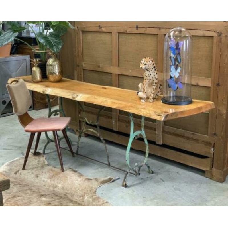 Unieke sidetable, boomstamtafel epoxy, industrieel 228 cm