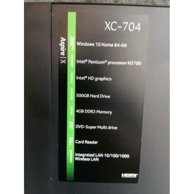 Acer Aspire xc 704 desktop computer, Intel Pentium N3700