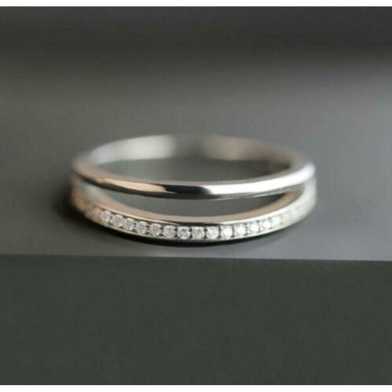 925 sterling zilver dames ring met rij zirkonen