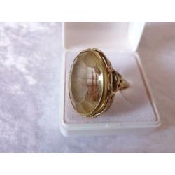 Prachtige 14 Kt Gouden Ring met grote Citrien - maat 19