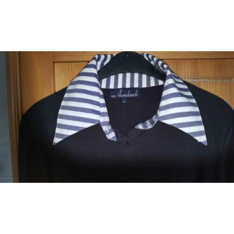 v.AVENDONCK blauwe blouse, lange mouw; Mt XL (S961)