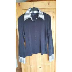 v.AVENDONCK blauwe blouse, lange mouw; Mt XL (S961)