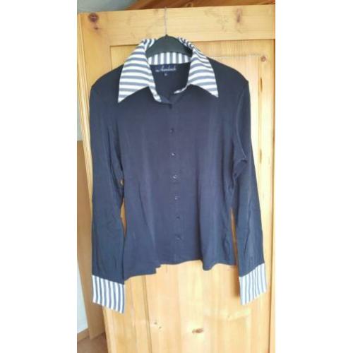 v.AVENDONCK blauwe blouse, lange mouw; Mt XL (S961)