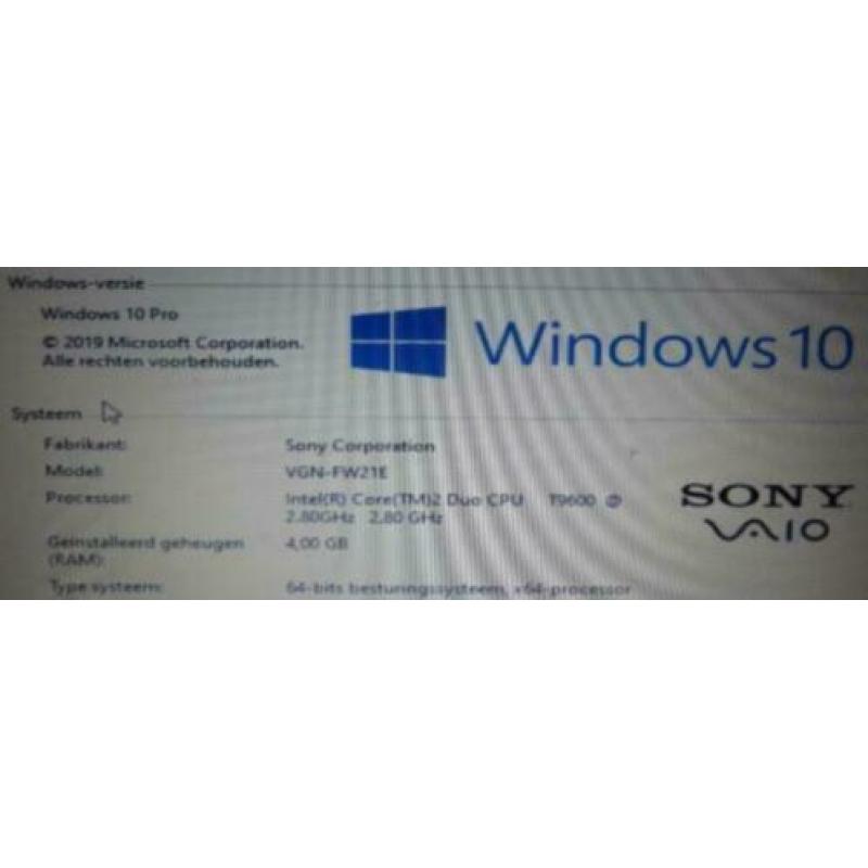 Sony Vaio VGN-FW21E met een snelle T9600 2.80 ghz CPU