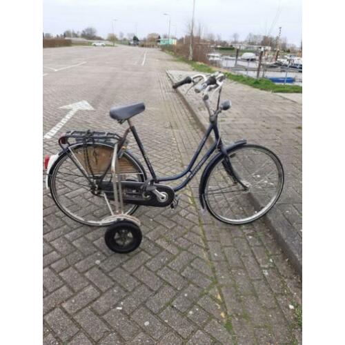 Gazelle fiets met beugel en zijwielen