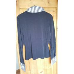 v.AVENDONCK blauwe blouse, lange mouw; Mt XL (S961)