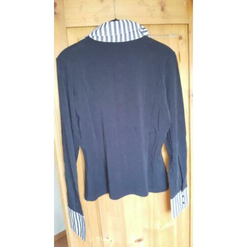 v.AVENDONCK blauwe blouse, lange mouw; Mt XL (S961)