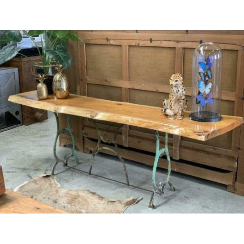 Unieke sidetable, boomstamtafel epoxy, industrieel 228 cm