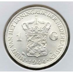 Schaarse zilveren 1 gulden 1944 Wilhelmina in UNC kwaliteit,