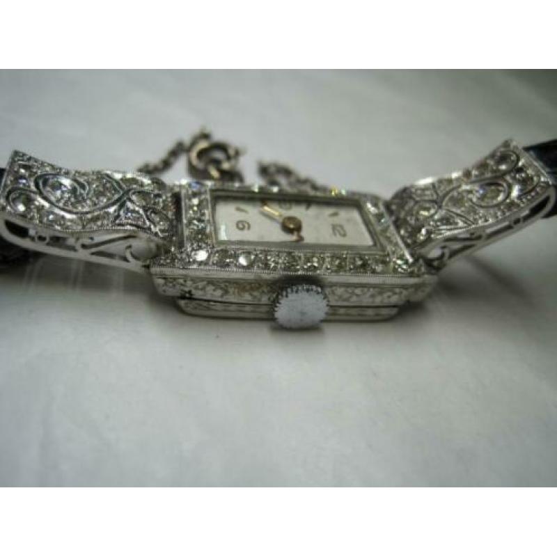Antiek platina Art Deco horloge met diamanten
