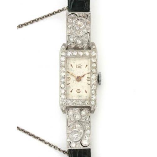 Antiek platina Art Deco horloge met diamanten