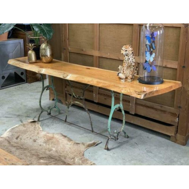 Unieke sidetable, boomstamtafel epoxy, industrieel 228 cm