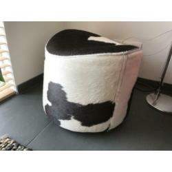 Poef zwart/witte leren koeienhuid Stockholm Designlabel Ikea